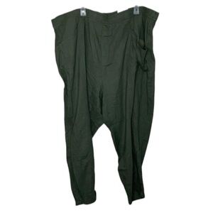 Old Navy Size 4X Pants Green HIGH WAISTED CROPPED LINEN BLEND PANTS Elastic